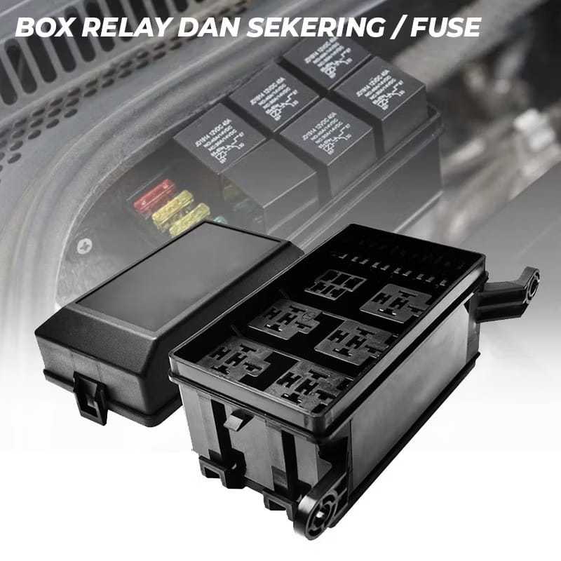 Kotak Sekring Fuse Relay Holder Box 12 Slot 6-Relay 6-Fuse Fuse Holder Box Set