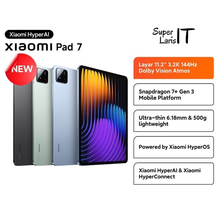 Xiaomi Pad 7 Tab Tablet ram 8GB internal 256GB Snapdragon 7+ Gen 3 Layar 11.2 inch 3.2K 144Hz Dolby 