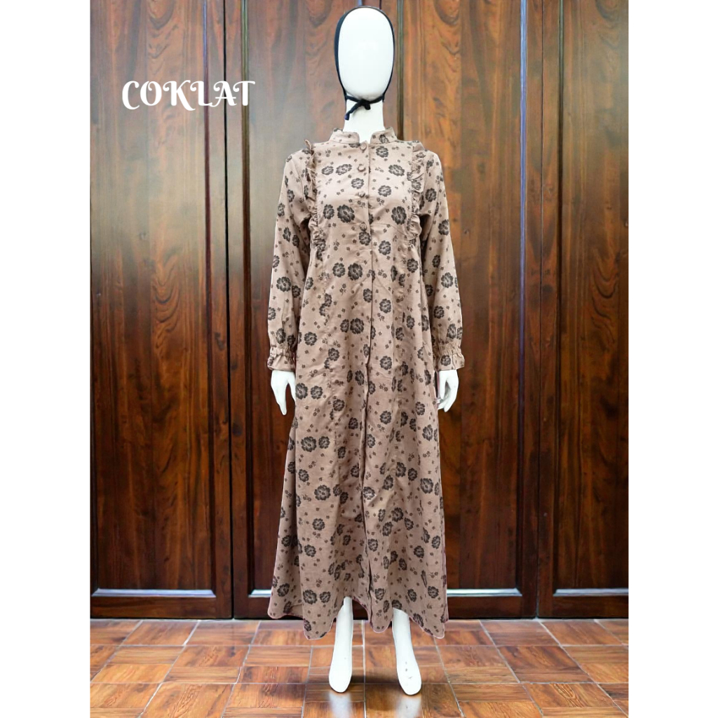 Gamis Corduroy Motif Bunga