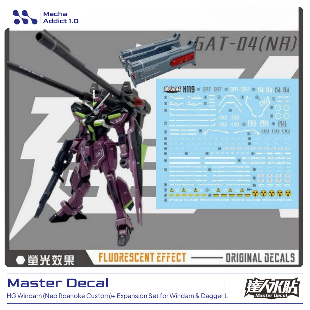 Water Slide Decal HG Windam (Neo Roanoke Custom)+ Expansion Set for Windam & Dagger L By Master Deca