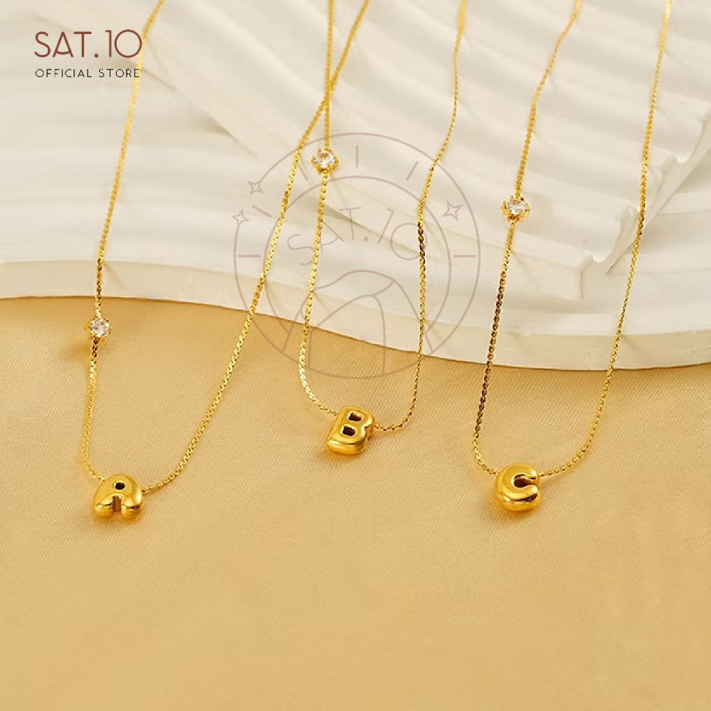 arsipage SAT.10 Kalung Inisial Huruf A-Z Lapis Emas Anti Karat - Kalung Fashion Wanita Aesthetic