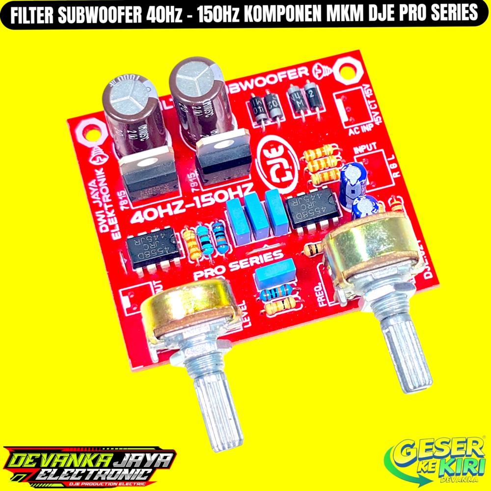 Kit Filter Subwoofer Crossover LPF 40Hz-150Hz Pre Amp Mono DJE PRO SERIES