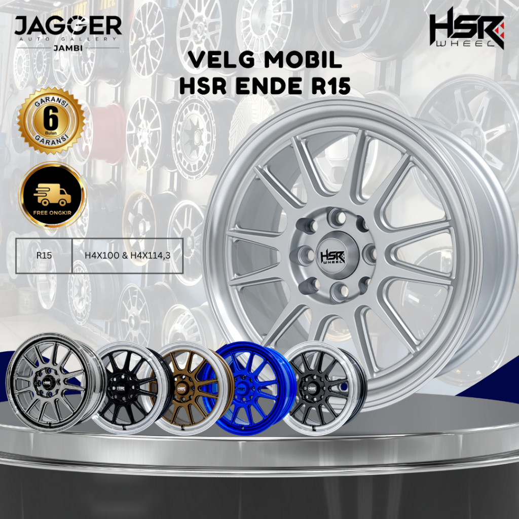 velg hsr ende 346 ring 15 pcd 4x100 4x114,3 velg mobil avanza xenia brio jazz yaris calya sigra agya