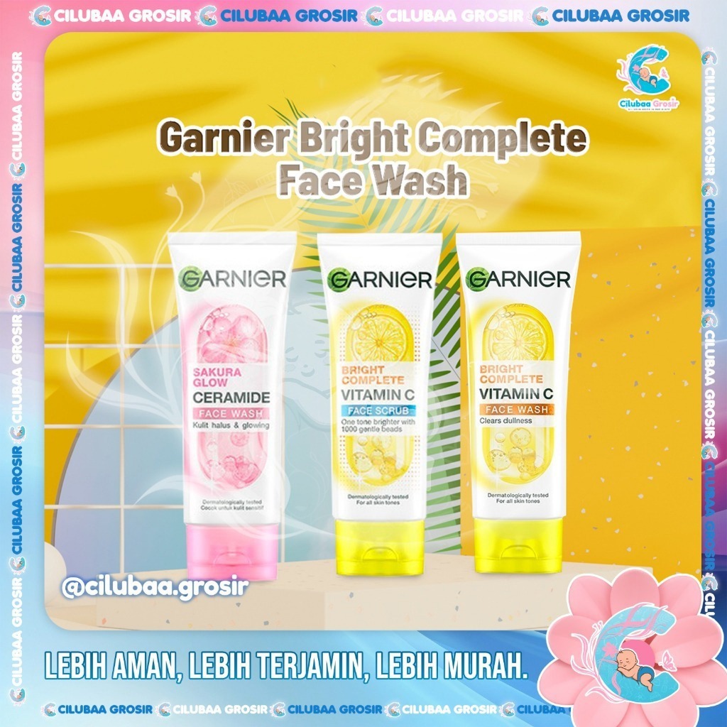 Garnier Bright Complete Face Wash || Sakura Glow Hyaluron Face Wash Foam Scrub 100ml