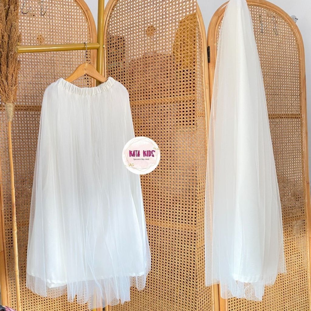 Kata Kids Rok Anak Tutu Putih Polos Panjang Premium Halus