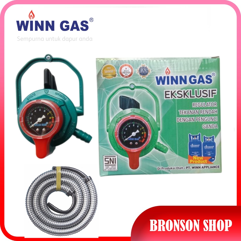 PAKET Regulator Winn Gas W 800M EKSKLUSIF + Selang Flexsibel Sni + 2klem