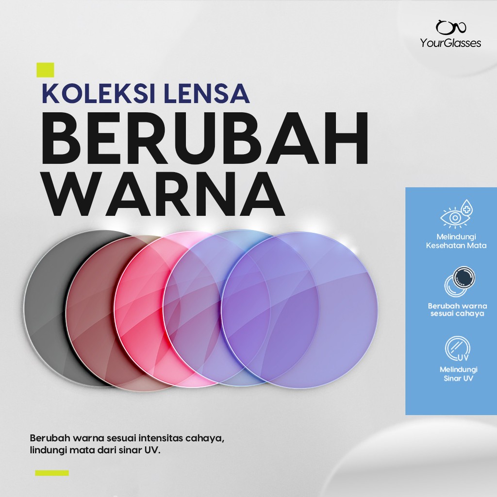 YOUR GLASSES - Lensa Photochromic/Photobrown/Photopink/Photopurple/Photoblue (Lensa Berubah Warna)