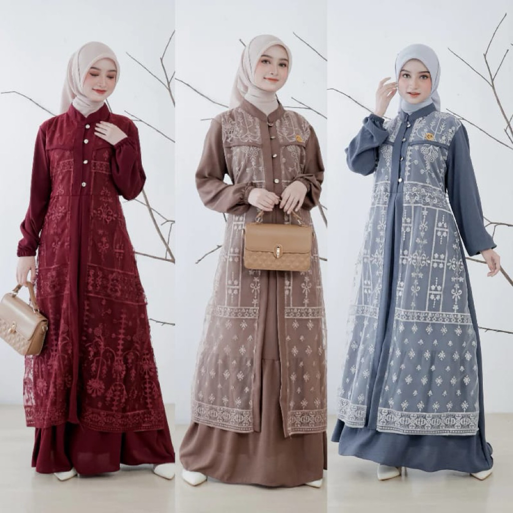 Aisyah Gamis Brokat Muslimah Elegan  - Model Premium