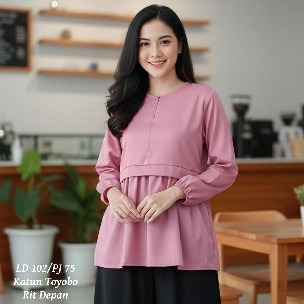 Sarah Atasan Blouse Toyobo Premium || atasan blus kantor polos