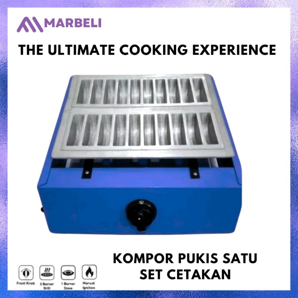 Kompor Pukis kompor kue pancong Gas 1 Tungku + 1 Set Cetakan | Api Merata & Hemat Gas