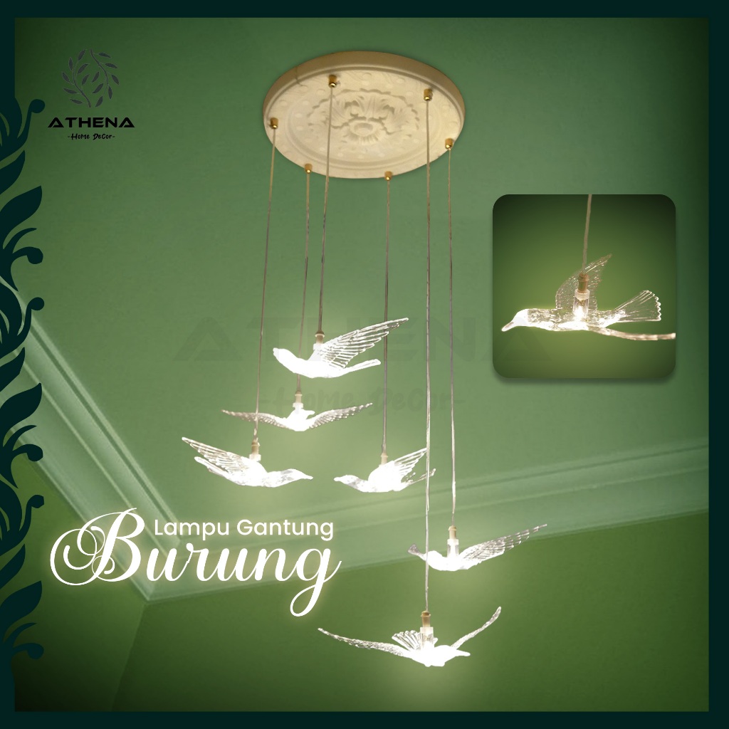 Lampu Gantung Burung X6 Crystal LED | Lampu Gantung Hias Model Burung Terbang Estetik | Lampu Gantun