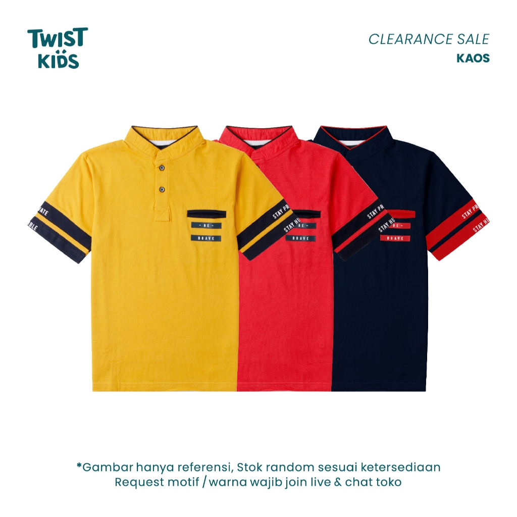 Twist Kids - Noah C, Kaos Kerah Shanghai Kerah Bulat Lengan Pendek Anak Laki-Laki