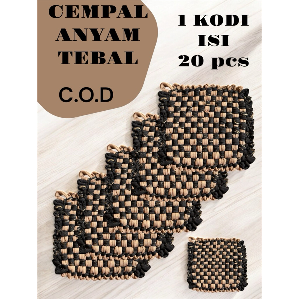 1 Kodi isi 20 Pcs cempal anyam, tahan panas, tebal,cempal anyam multifungsi