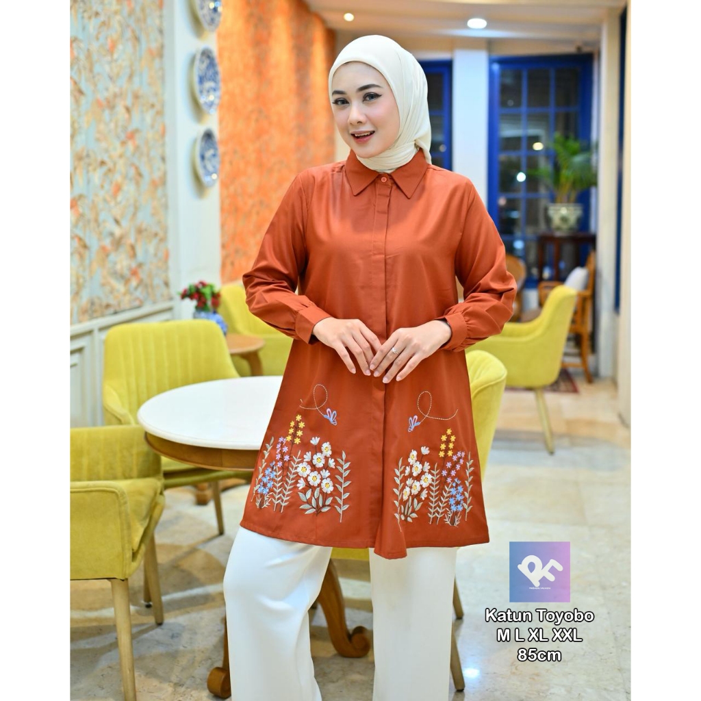 TUNIK KEMEJA BORDIR KOMPUTER BAHAN KATUN TOYOBO KUALITAS PREMIUM