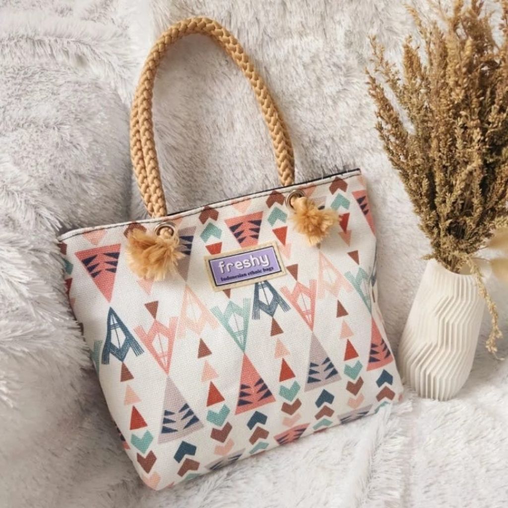 Pouch Kanvas Tali Kepang Twill Tas Kosmetik