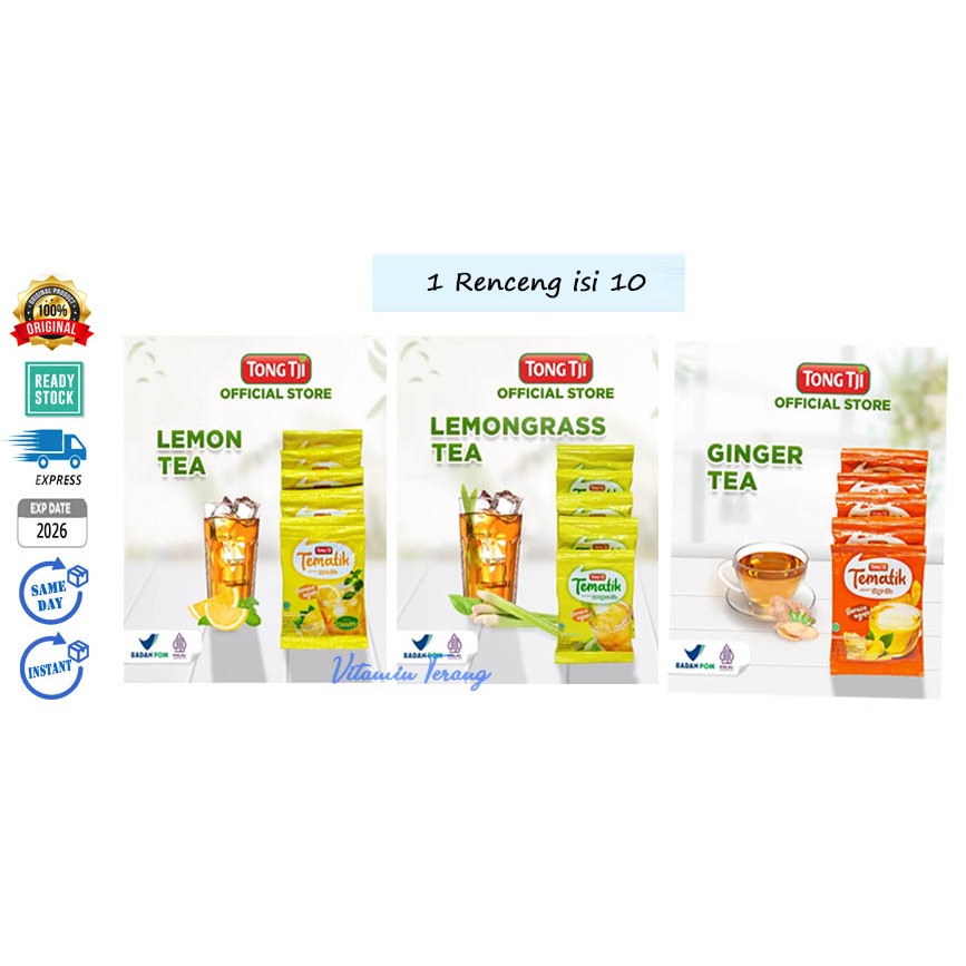 (Renceng isi 10) Tong Tji Tematik Teh Renceng Lemon / Lemongrass / Ginger Teh Sereh Teh Lemon Teh Ja