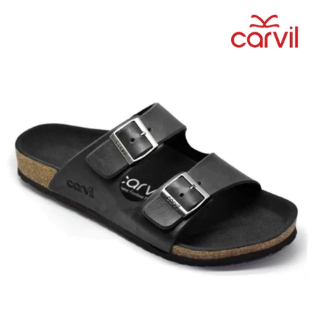 Carvil Sandal Pria Romeo-02 M Sandal Carvil Hitam Sandal Kulit Sandal Pria Wanita