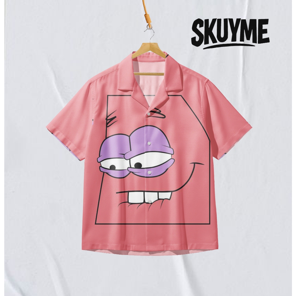 SKUY Kemeja Fullprint Pria Wanita Motif Patrick Star Squarepants | Kemeja Kartun Spongebob | SK-24A