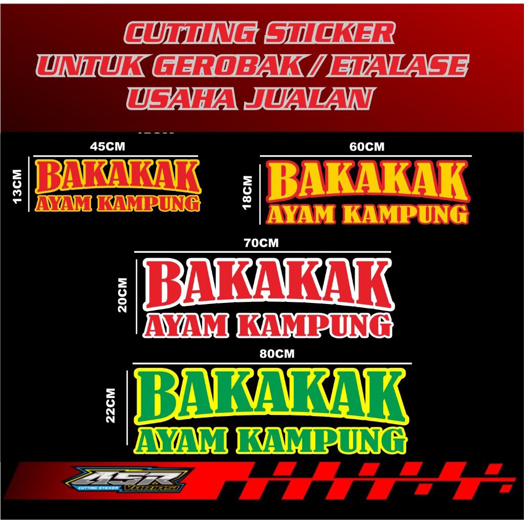 sticker gerobak usaha jualan, Cutting sticker tulisan bakakak ayam kampung