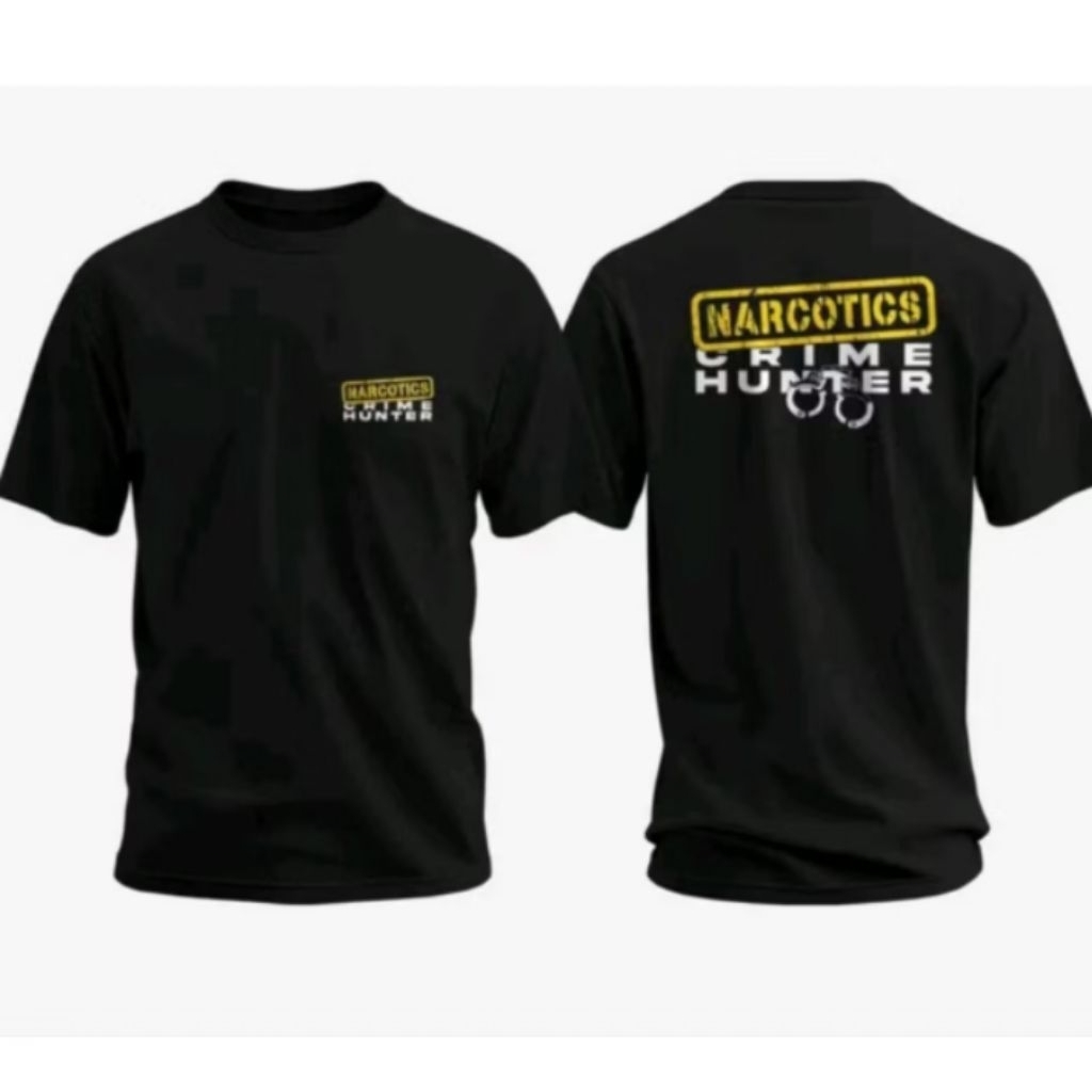 Kaos narcotics crime humer,desain simpel bahan adem