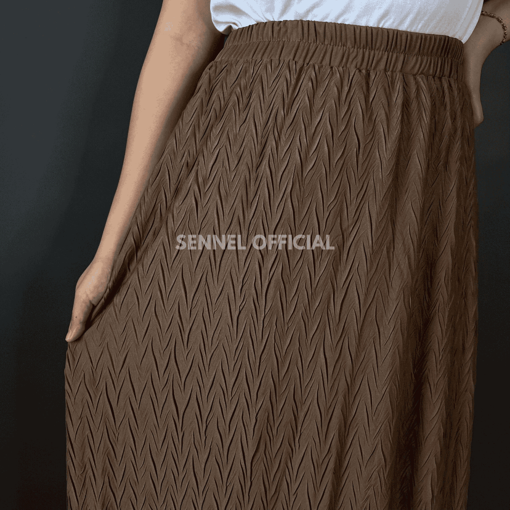 Rok Wanita Panjang Plisket Padi / Rok Plisket / Rok Panjang Model V / Bawahan Wanita