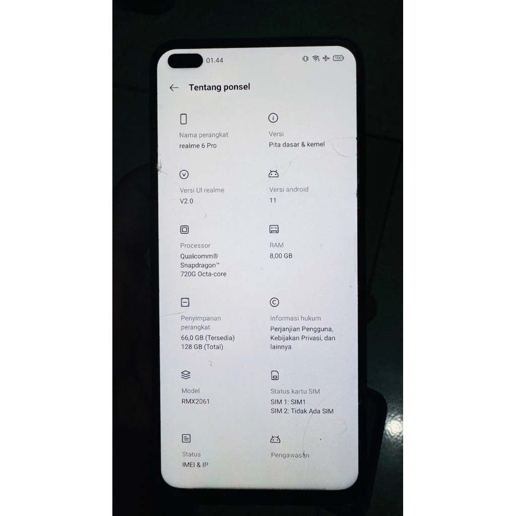 Realme 6pro ram 8gb internal 128gb lecet pemakean
