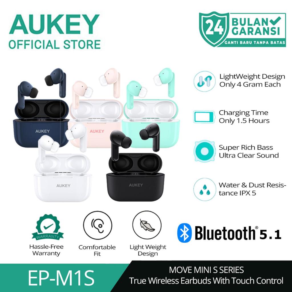 AUKEY TWS Bluetooth True Wireless Earphone IPX5 4G Earbuds EP-M1S
