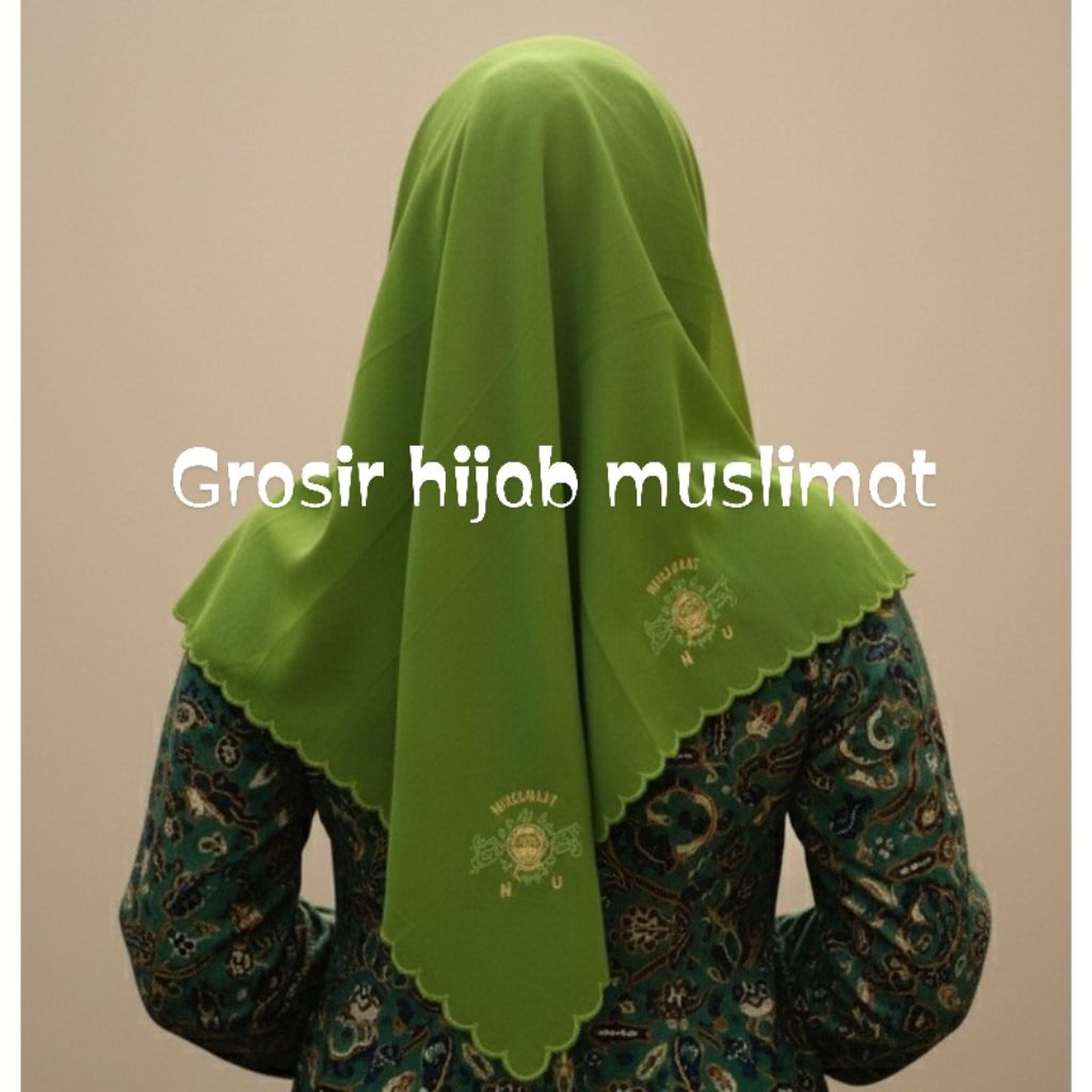 Hijab/jilbab/segi 4 JUMBO/120x120 muslimat NU logo 9 bordir rapi/ready setok