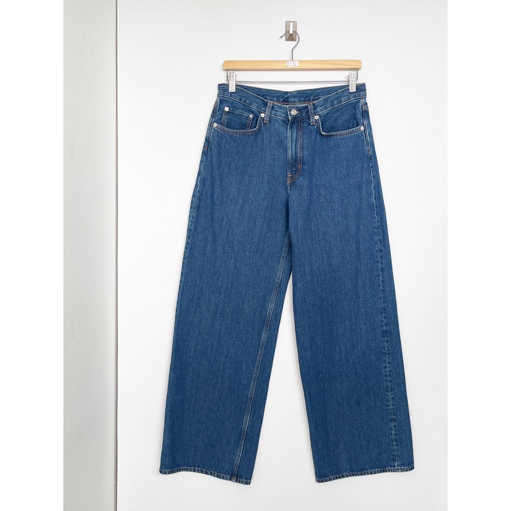 arket straight denim wide pant - Blue denim