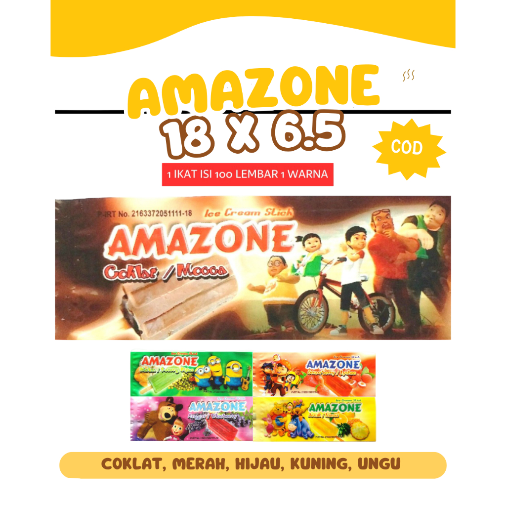 Kemasan Es Loly Plastik Es Krim Stick Aneka Karakter Coklat Merah Ungu Hijau Kuning Kemasan Es Loly