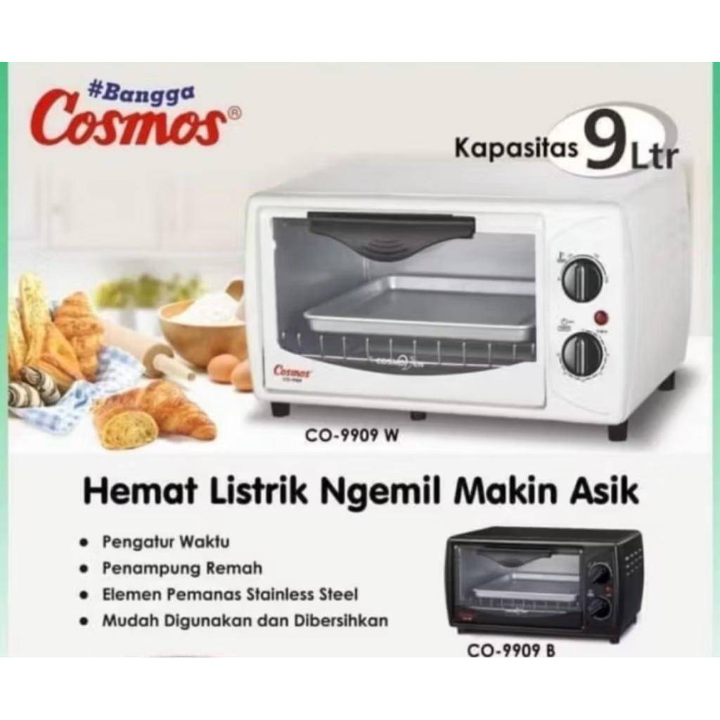 ( Free Kardus & Bublewrap 3 Lapis ) Cosmos Oven Listrik 9 Liter | Cosmos CO 9909 B | Oven Listrik Co