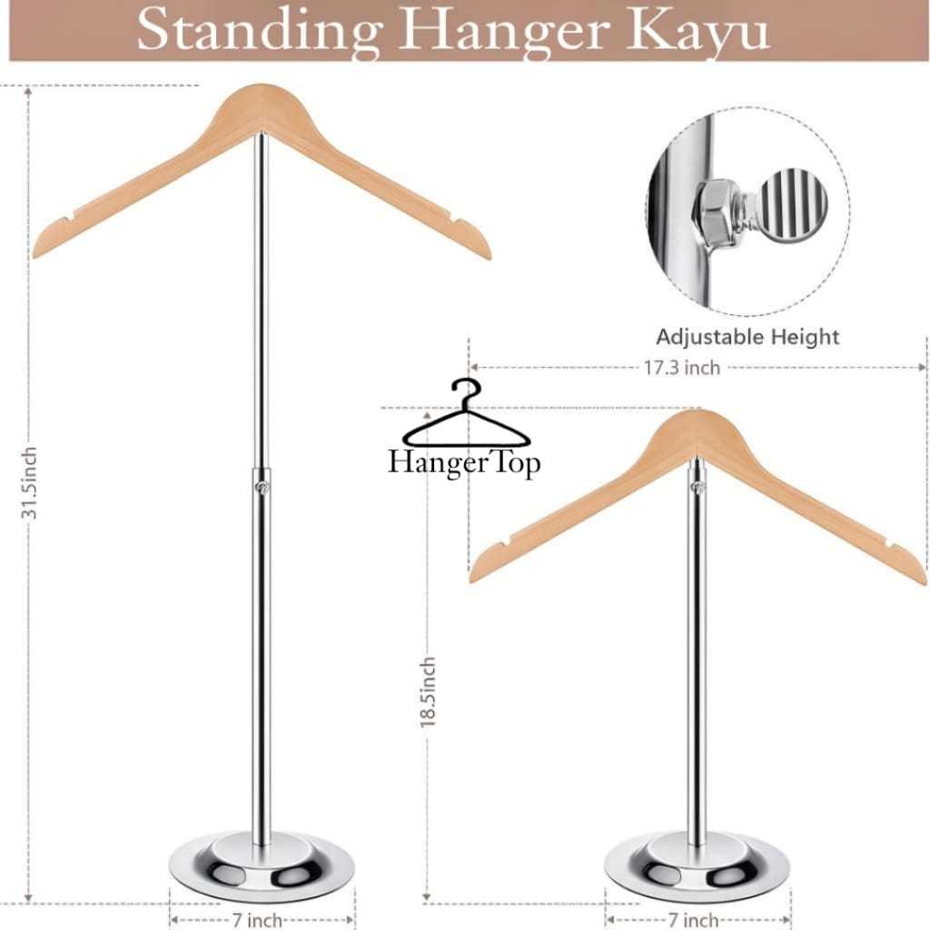 STANDING HANGER KAYU NATURAL/DISPLAY BAJU UNTUK ETALASE