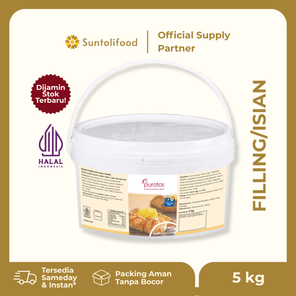 PURATOS CREMFIL CLASSIC BANANA / Filling Siap Pakai Rasa Pisang - 5 kg
