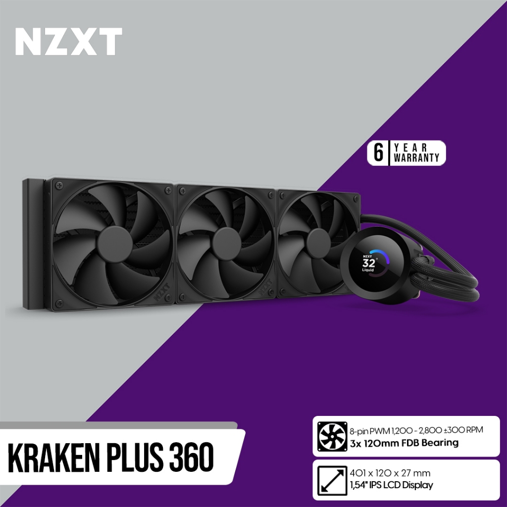NZXT Kraken Plus 360 AIO Liquid Cooler with LCD Display