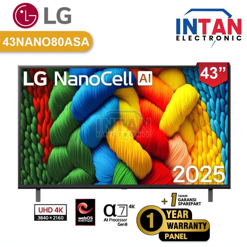 LG SMART TV 43 INCH 43NANO80ASAATI LED 4K UHD MEDAN