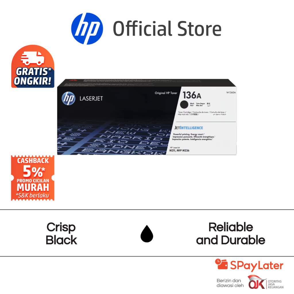 Tinta Printer HP 136A LaserJet Toner Cartridge Black Original Hitam Cartridge Asli Ori Promo Murah G