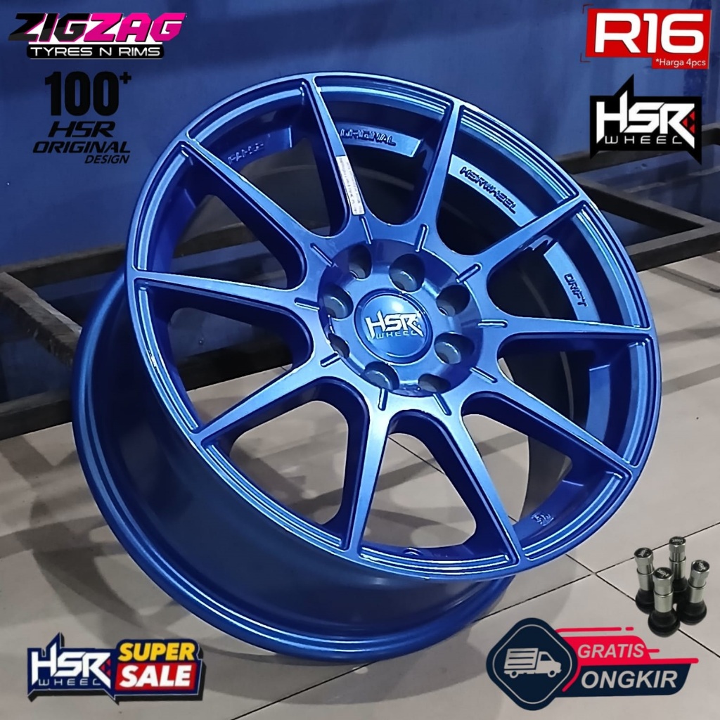 Velg Racing R16 HSR RAI S2 Pelek Mobil Ring 16 Jazz Mobilio Yaris Ignis Swift