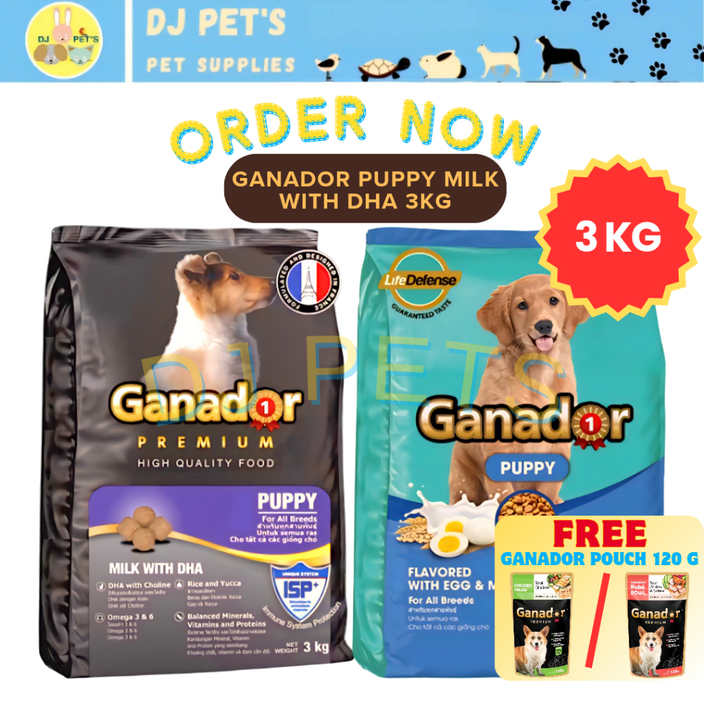 Ganador Premium Puppy Milk with DHA 3kg FREE Ganador Pouch 120g Makanan anak anjing premium