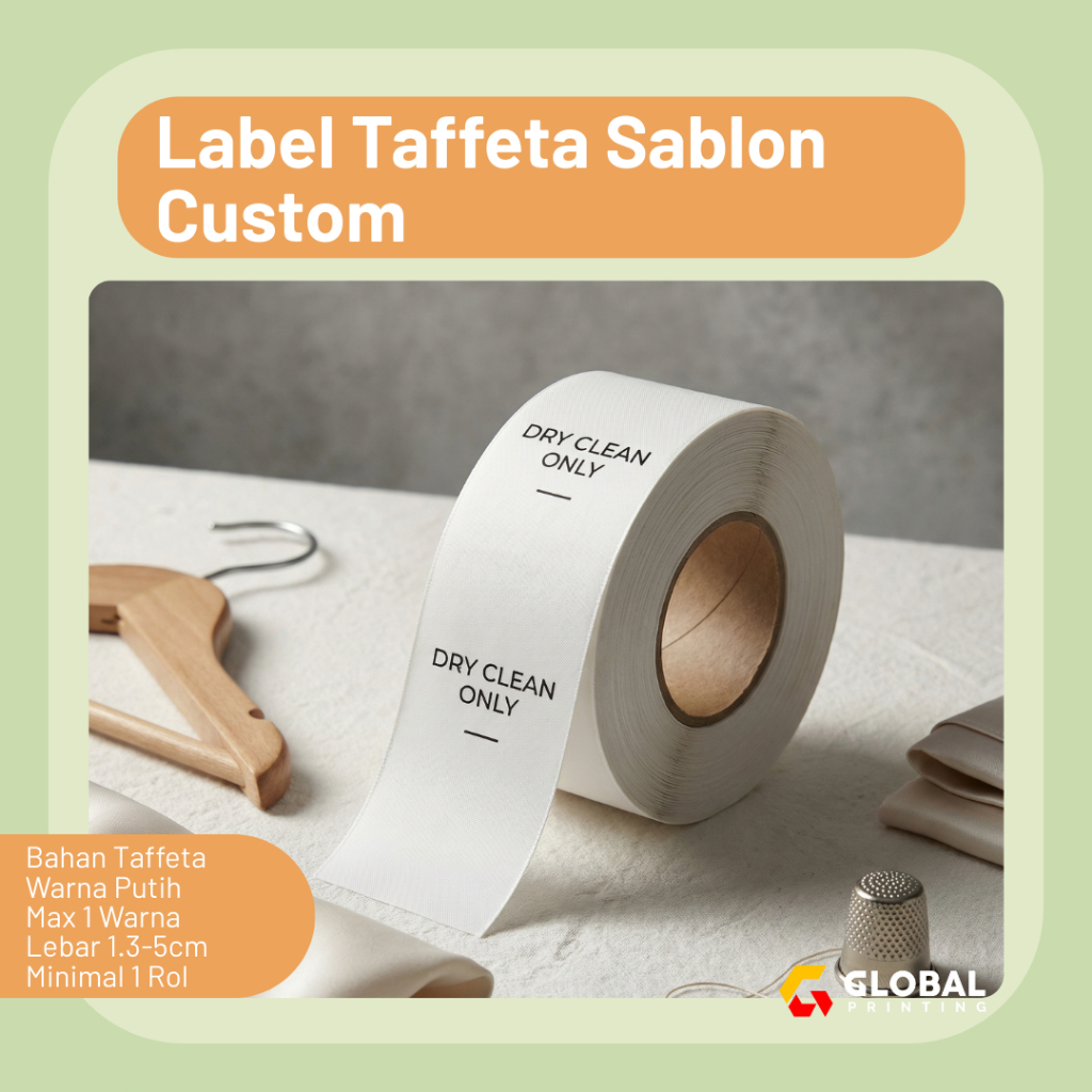 Label Taffeta Sablon Label Baju Custom Label Baju Pita Laundry Nylon Tag Wash Washing Care