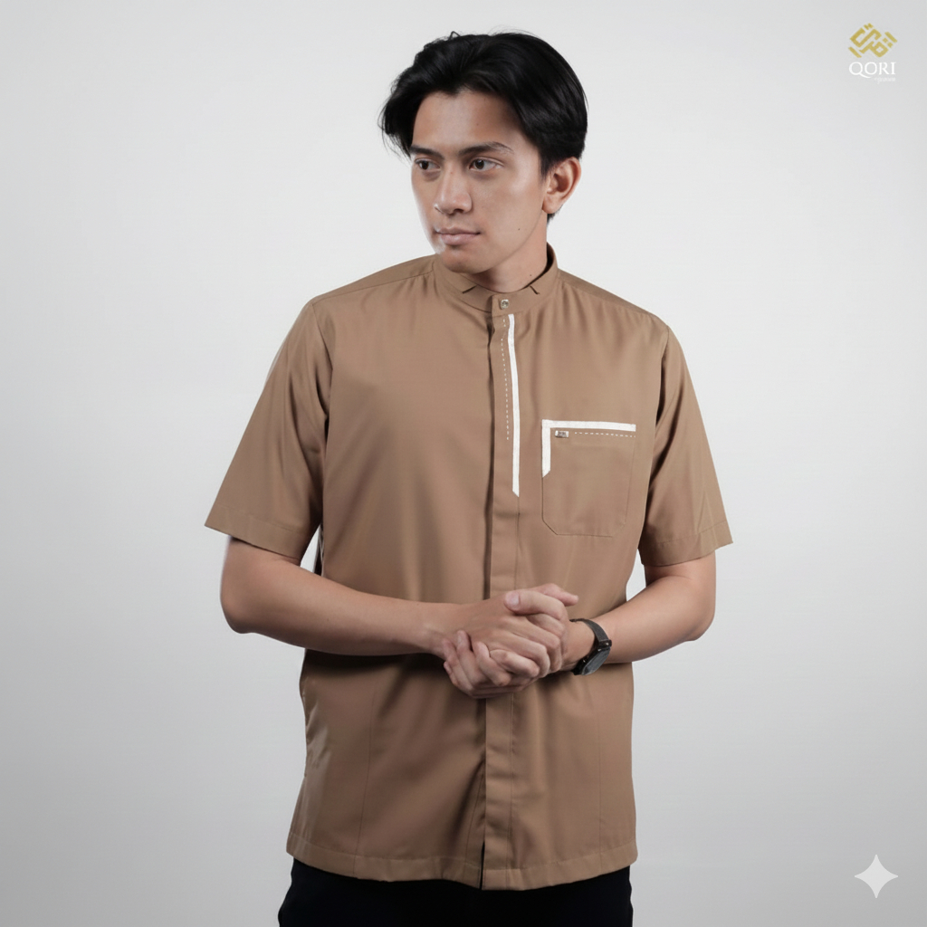 Qori Apparel Baju Koko Pria Lengan Pendek Signature Garage Sale