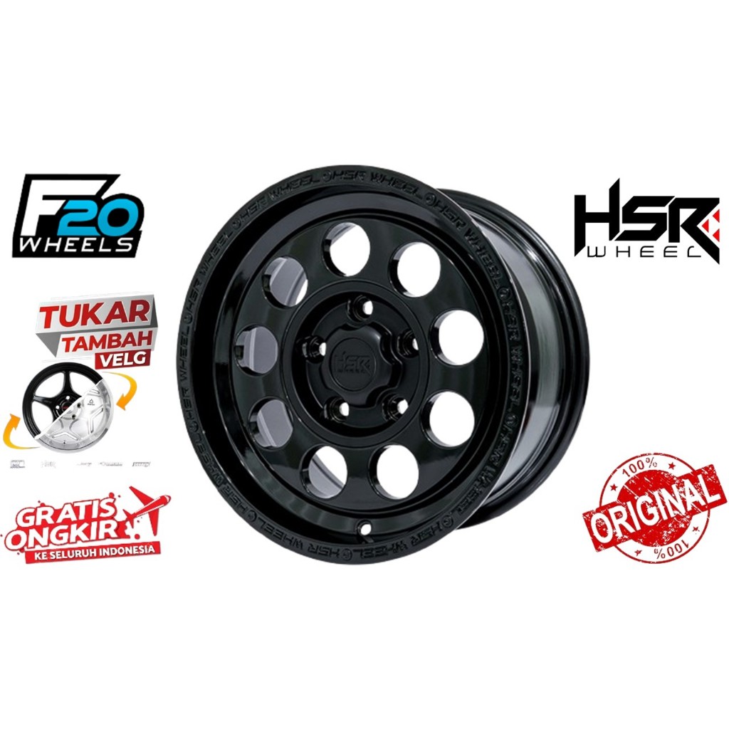 VELG MOBIL HSR DUFFY R14 TERBARU LUBANG 5X114,3 LEBAR 7 ET20 GLOSSY BLACK