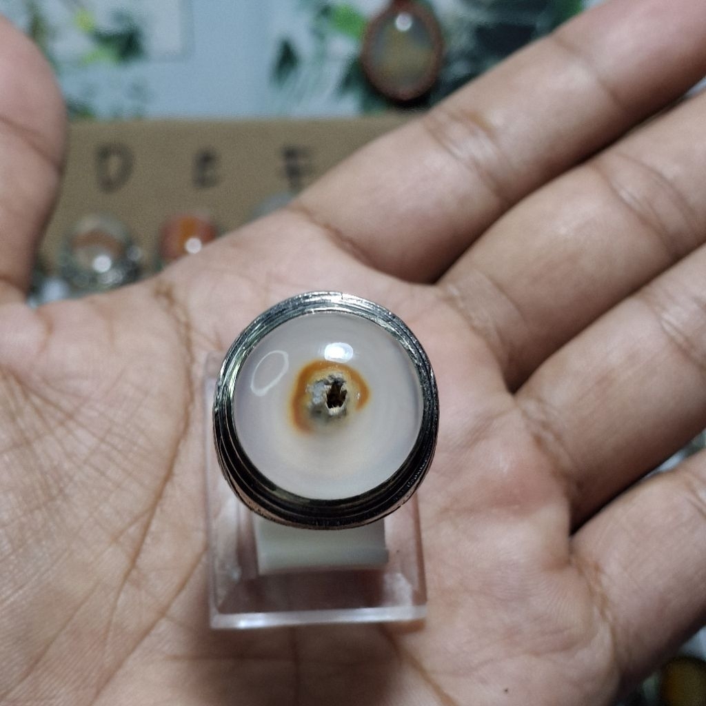 Natural combong saga super istimewa tembus atas bawah ring alpaka size 7