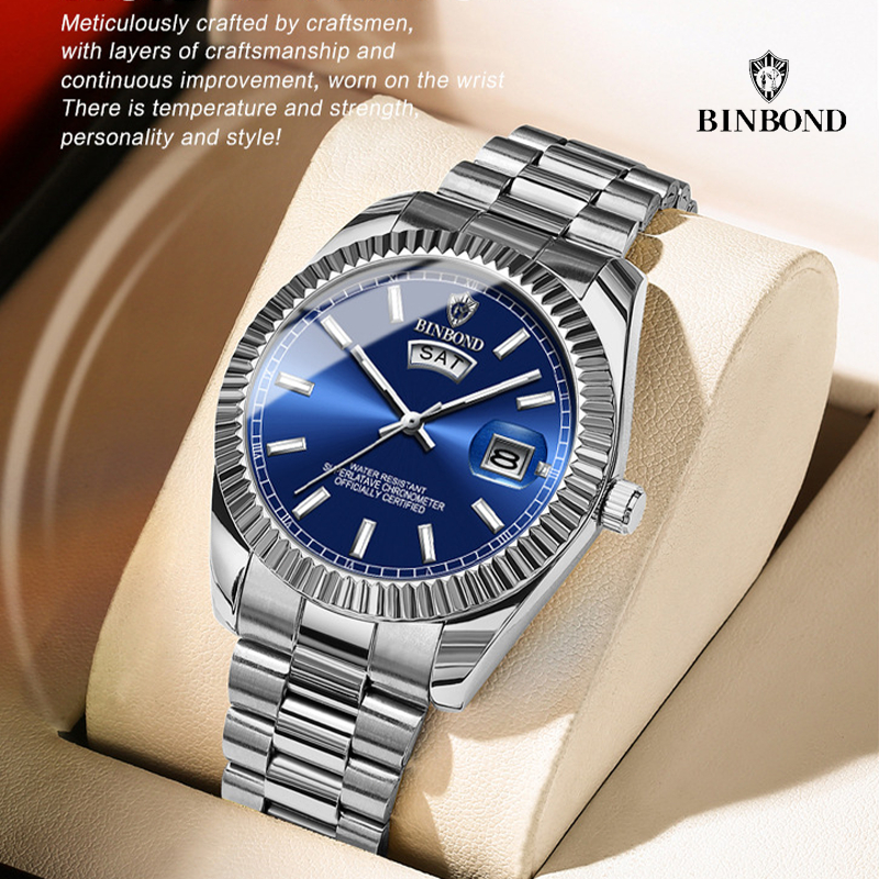 COD   BINBOND Jam Tangan Quartz Pria 100% Asli Harga Kualitas Sangat Baik