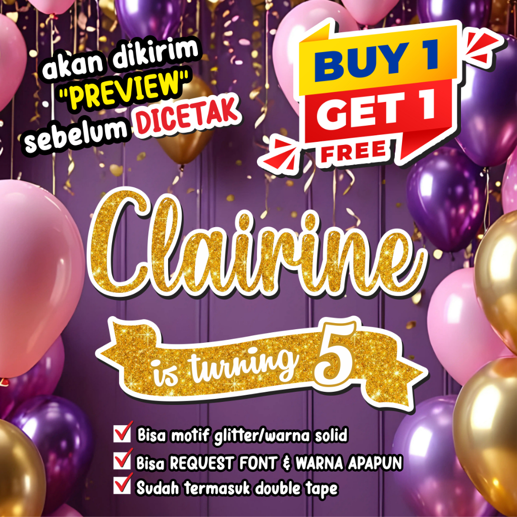 Kertas Tulisan Nama Dekorasi Backdrop Custom untuk Ultah Tedak Siten Tasyakuran Aqiqah Khitan Engage