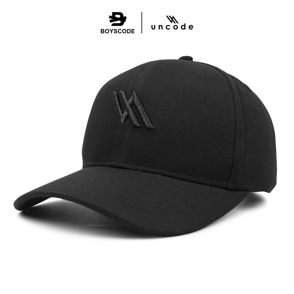 UNCODE Topi Baseball Polo Cap Premium Basic Motif Big Logo Unisex Pria Wanita Fullblack
