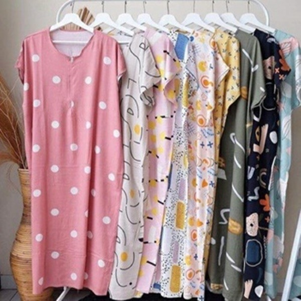 Daster Panjang Kekinian Motif Bunga Jumbo Bahan Adem Nyaman untuk Busui All Size Fit to XXXL Panjang