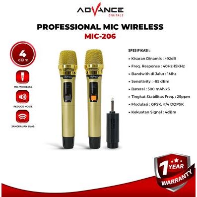 Advance MIC-206 Advance Mic Wireless/Microphone/Mic double Double Digital Mic Wireless Microphone Me