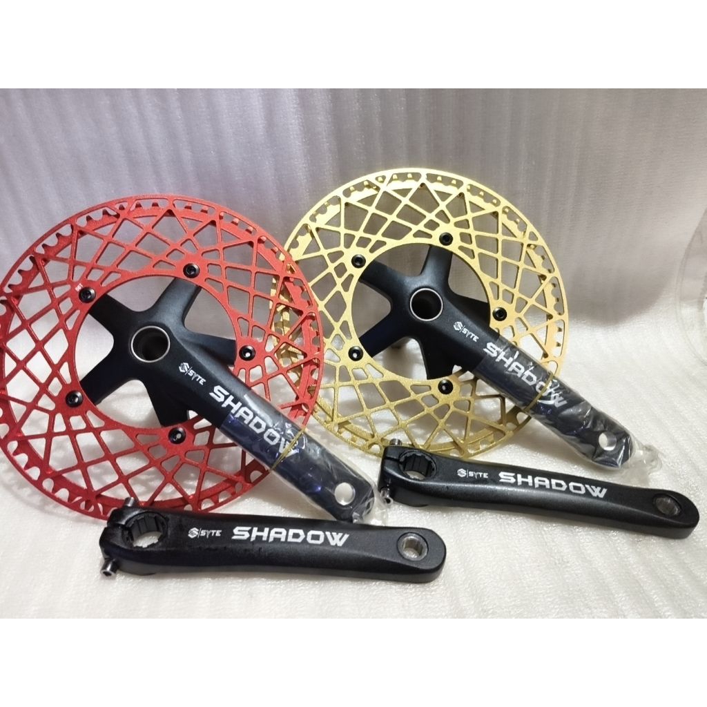 crank set sepeda lipat hollotech2 syte shadow sepeda lipat 53t dan 58t bcd 130 panjang arm 170