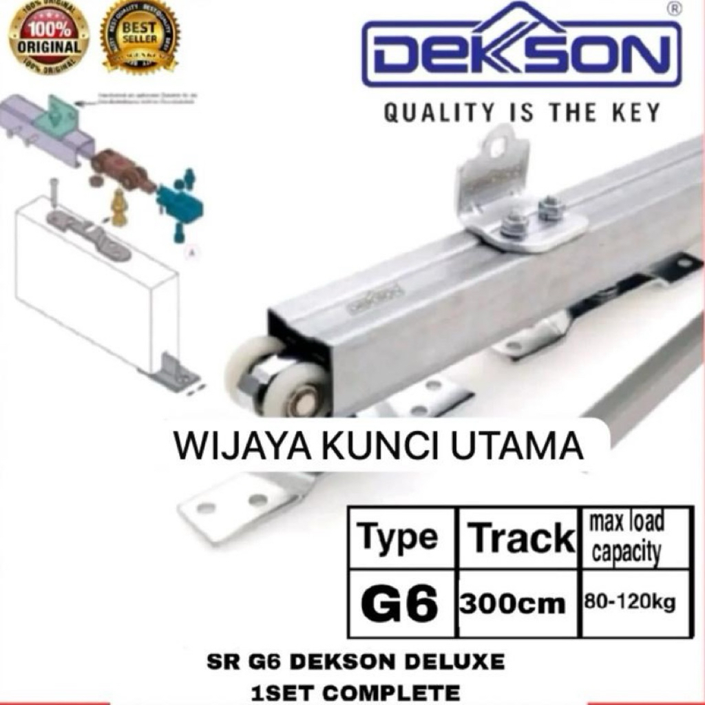 Rel sliding dekson premium G6 300CM Rell pintu geser 3 METER dekson 1 set lengkap rell ganting slidi