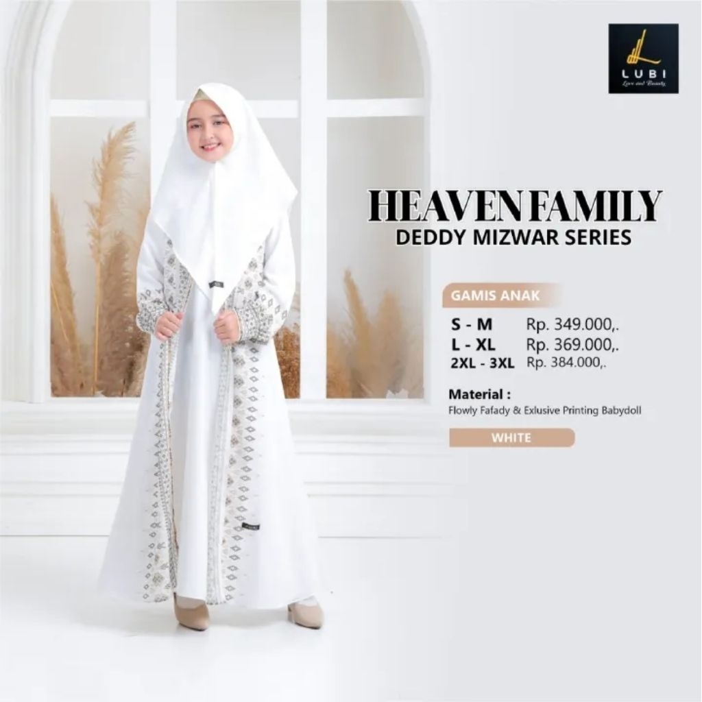 LUBI GAMIS ANAK HEAVEN FAMILY BROKEN WHITE GAMIS ANAK PUTIH READY STOCK